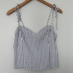 Abercrombie & Fitch Striped Blue and White Top Medium